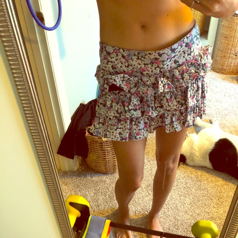 Floral Ruffle Mini Skirt